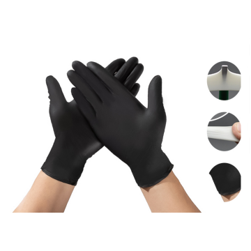 Čierne jednorazové nitrilové rukavice práškové bez prášku bez sterilného